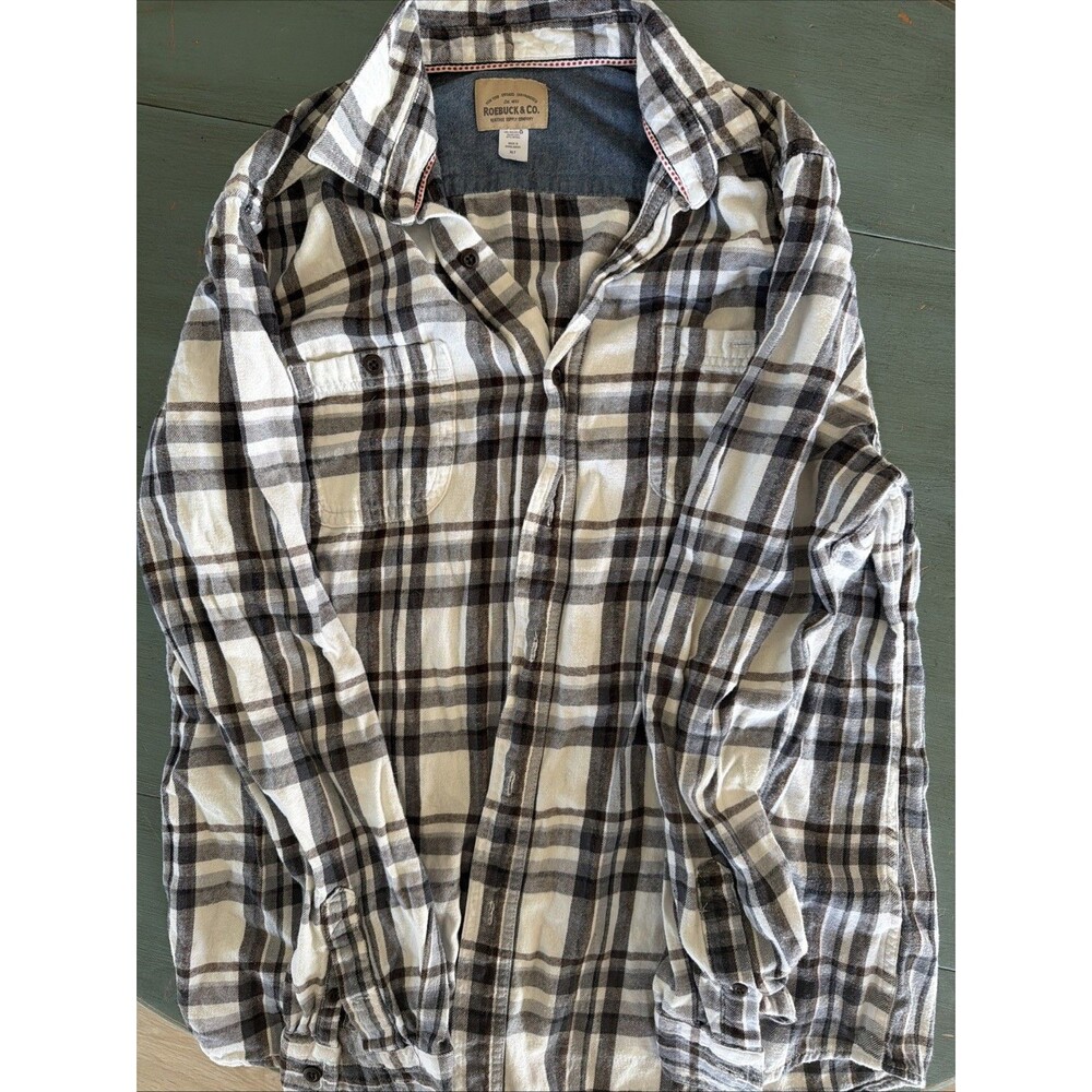 Roebuck & Co. Long Sleeve Men’s Plaid Button Down Flannel Shirt Size XLT